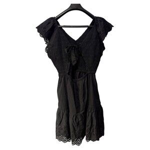NWT Gap Flutter Sleeve‎ Eyelet Mini Dress black size XL